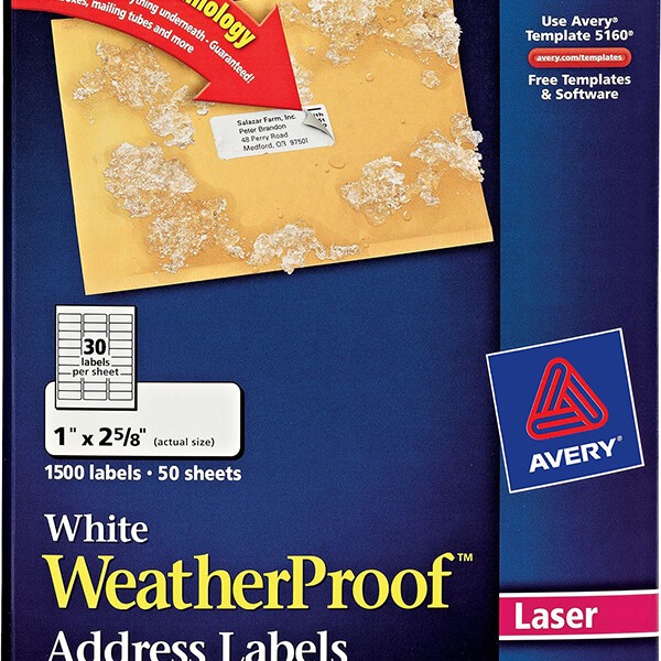 Avery® White WeatherProof™ Address Labels5520 Avery Online Singapore