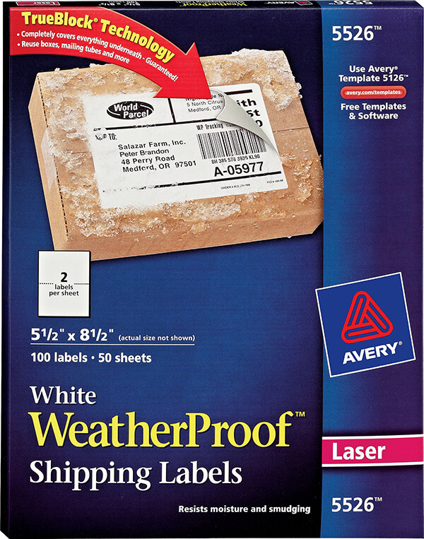 Avery® White WeatherProof™ Labels5526 Avery Online Singapore
