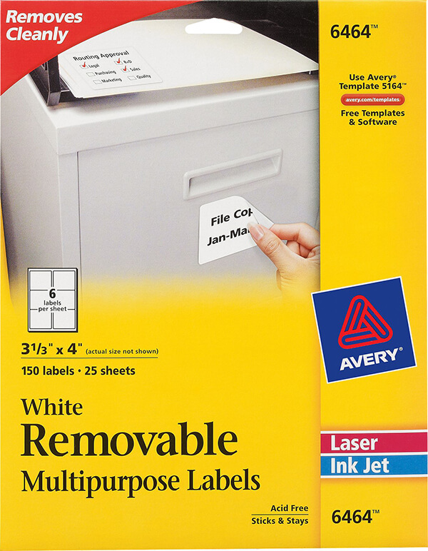 Avery White Removable ID Labels 6464 Avery Online Singapore