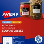 Avery® Glossy White Square Product Labels-L7119-10