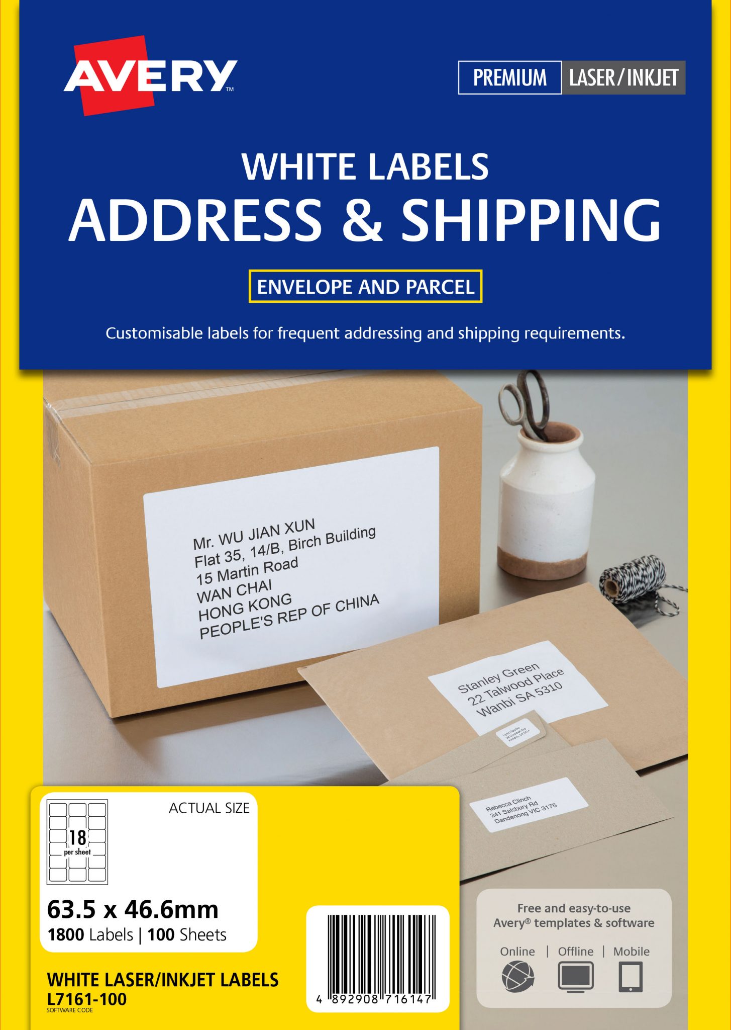 Avery® White Address Labels-L7161-100 - Avery Online Singapore