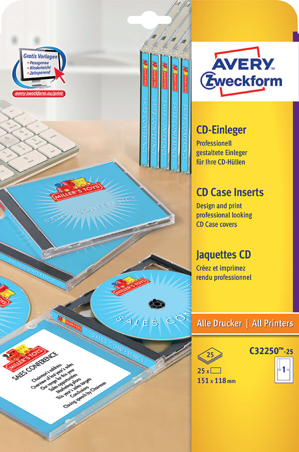 Avery Zweckform CD Jewel Case Inserts C32250 25 Avery Online Singapore