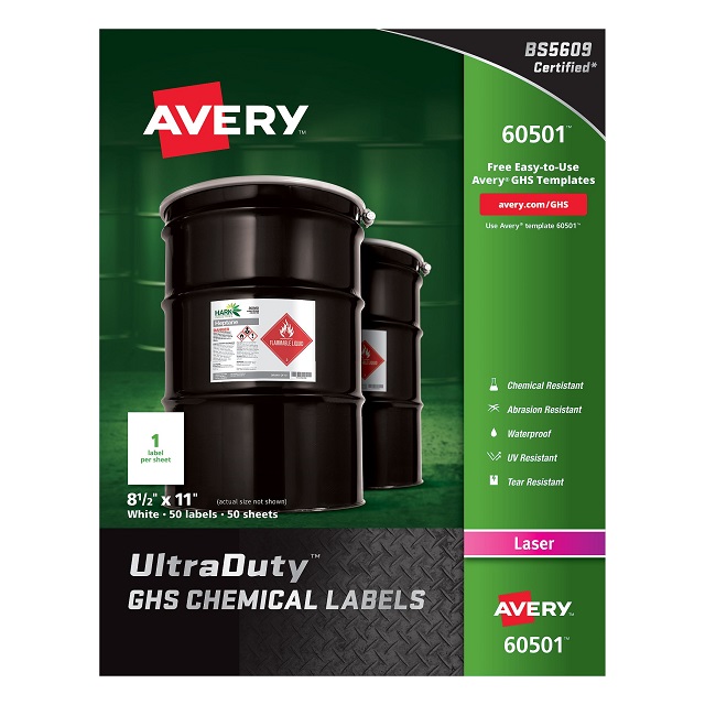 Laser Avery UltraDuty GHS Chemical Labels 