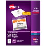 Avery® Clip Style Name Badges Kit - 74541