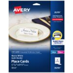 Avery® Small Place Cards with Metallic Gold Border-35701